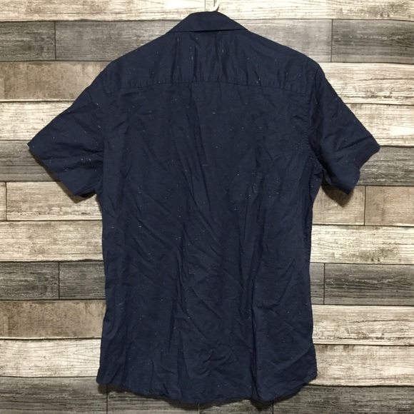 Travis Mathew Button Up Shirt Men’s L Navy Blue Speckle Short Sleeve - Picture 5 of 8
